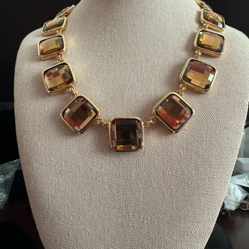 Park Lane Golden Honey Crystal Necklace and Matching Bracelet - Goldtone Accents - Picture 3 of 9